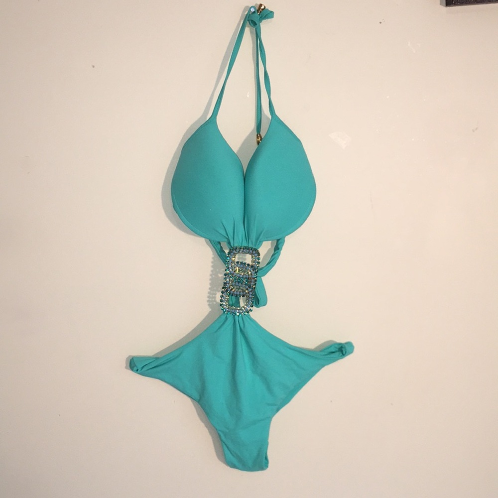 VDP Collection turquoise one piece swimsuit